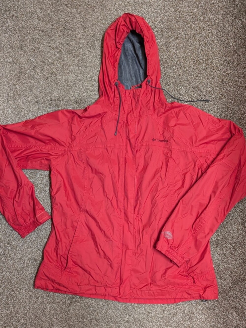 Columbia Omni-Tech Red Waterproof Hooded Rain Jacket Women’s XL